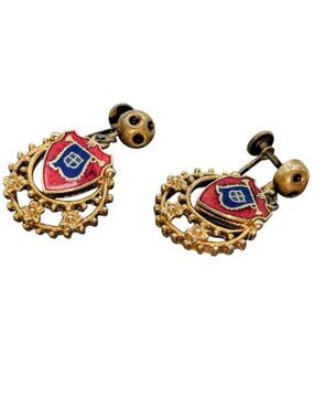 Vintage Shields Dangle Screw On Earrings
